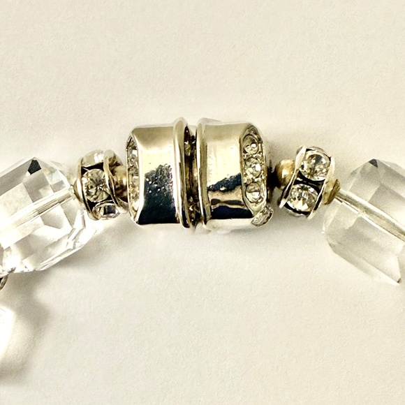 Silver Swarovski Bracelet with Ice Cube Clear Faceted Beads - Picture 4 of 4